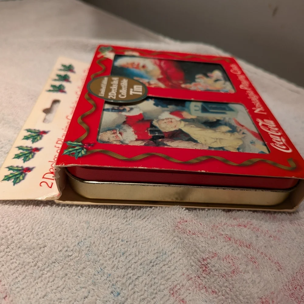 Vtg Coca-Cola Playing Cards Limited 2 Decks Collecible Tin 1996 NOS Christmas - Picture 4 of 5